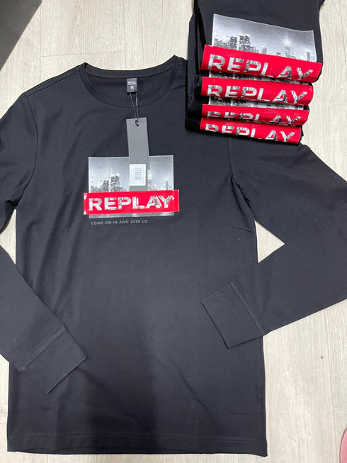 Replay Jeans tshirt חולצת ריפלי לגבר קולקצית